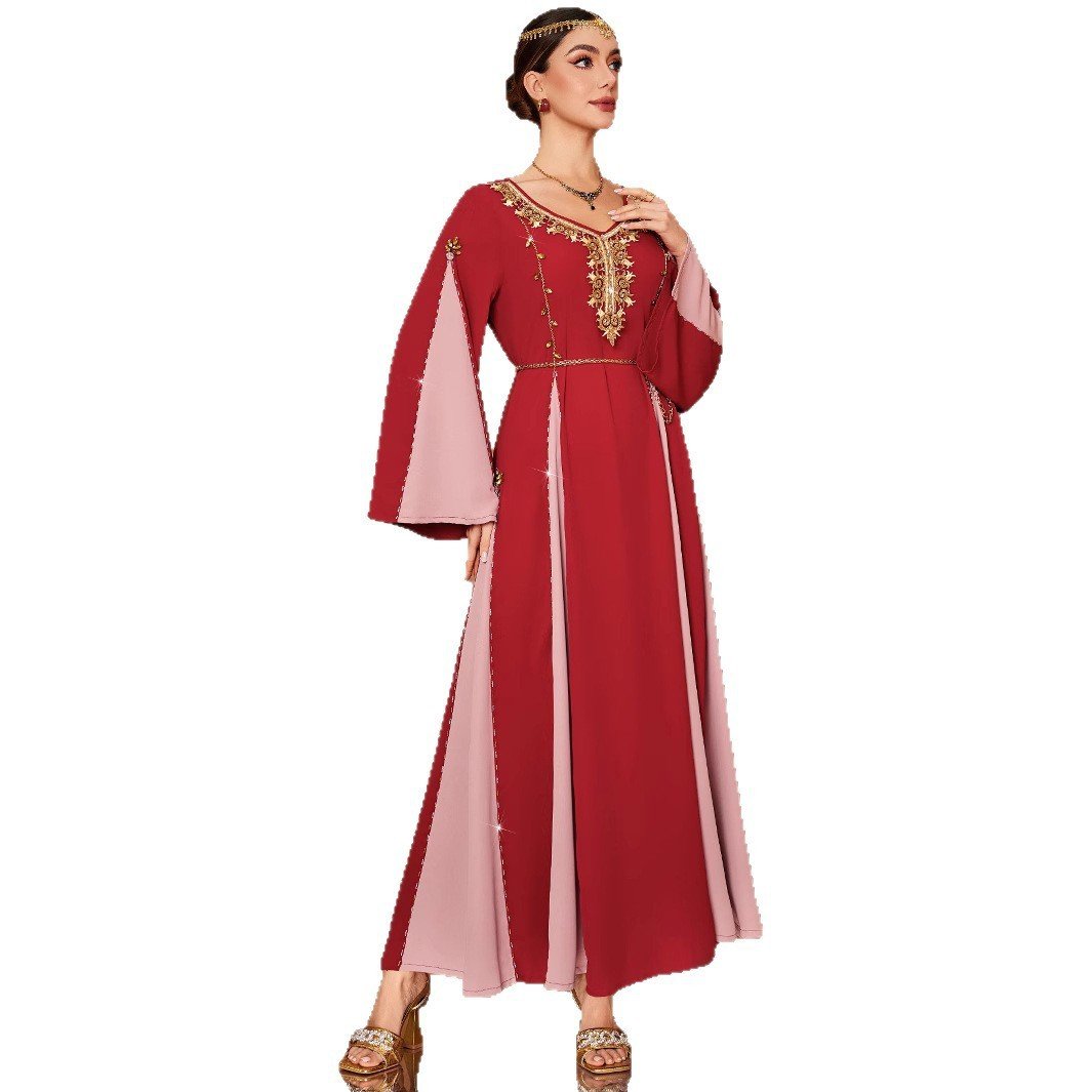 Labo Style Contrast Color ABAYA Formal Dress - Image 5