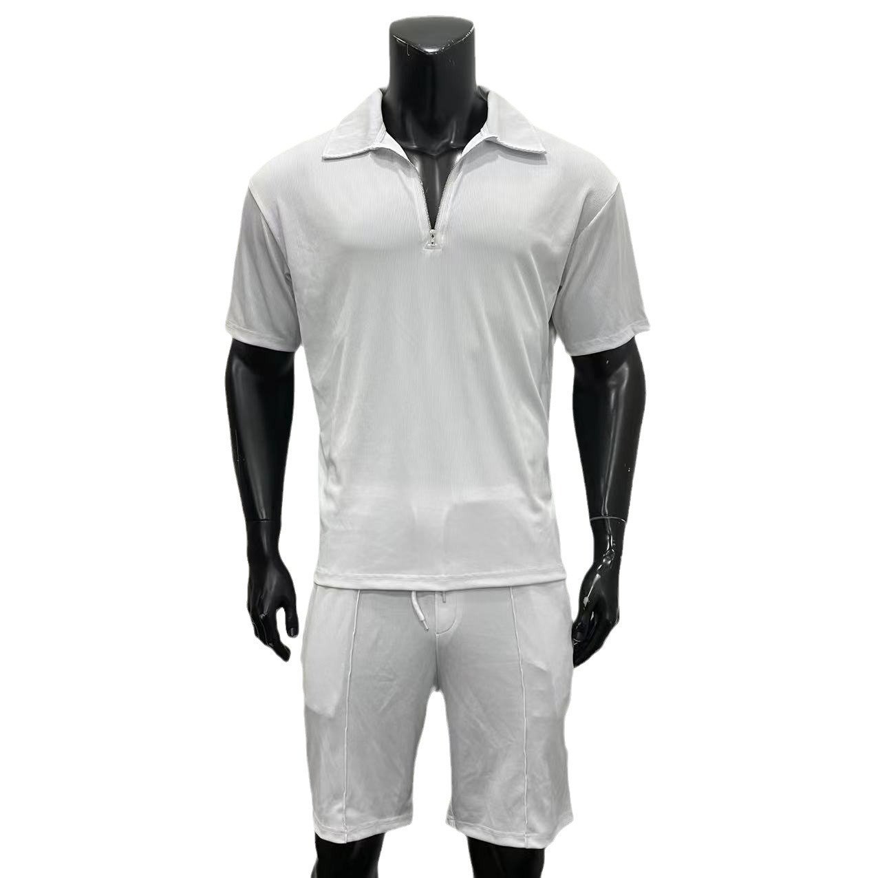 Polo Casual Short Sleeve Drawstring Shorts Men's Set - Image 9