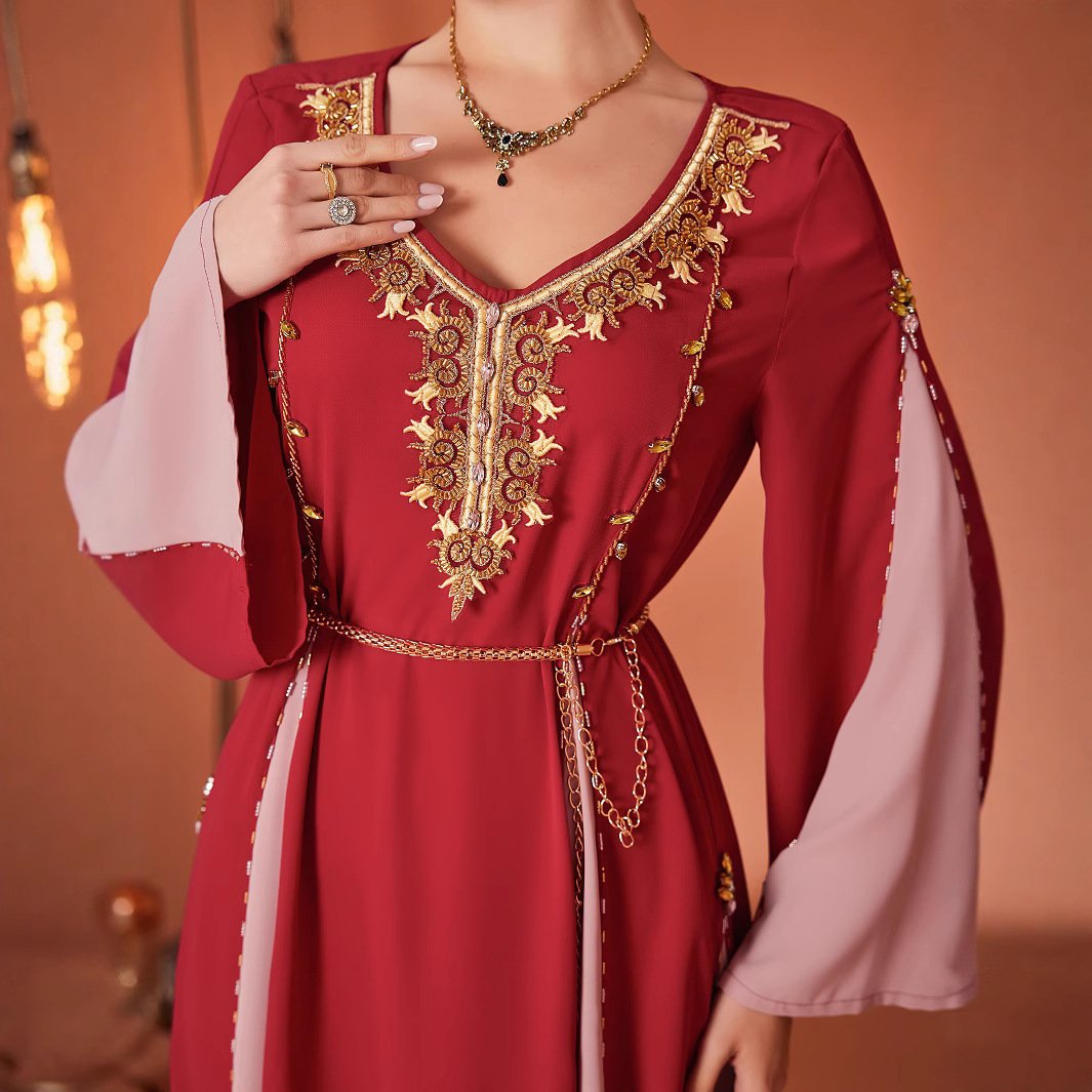 Labo Style Contrast Color ABAYA Formal Dress - Image 2
