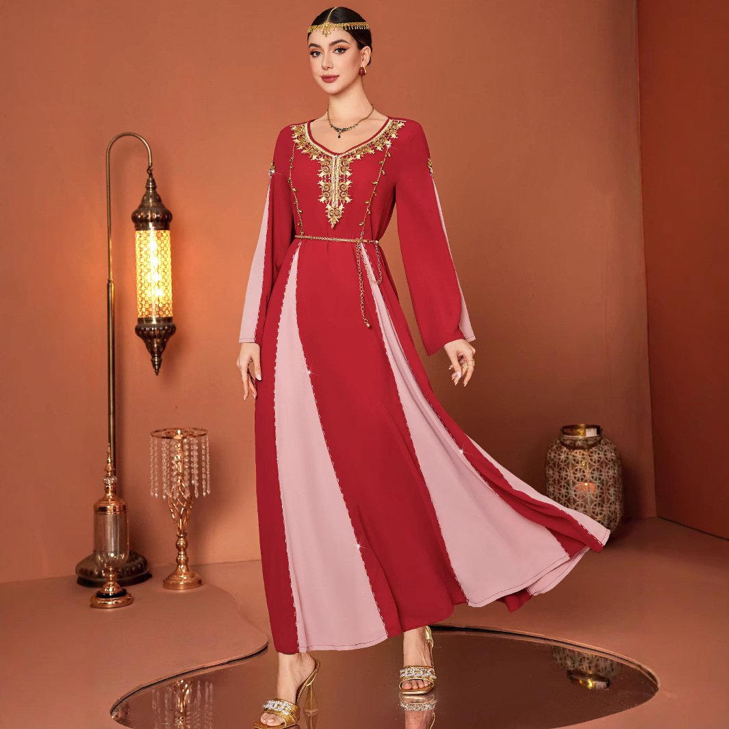 Labo Style Contrast Color ABAYA Formal Dress - Image 4