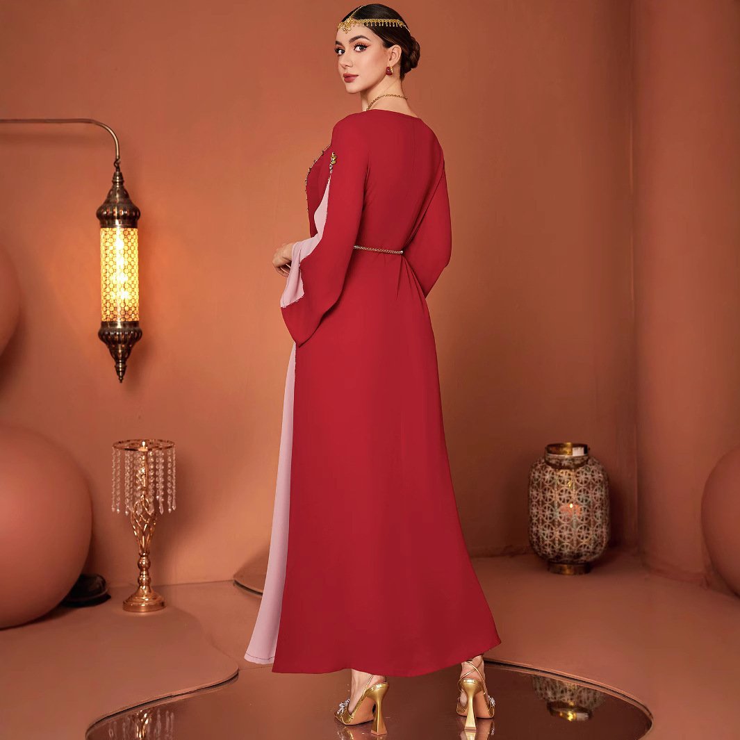 Labo Style Contrast Color ABAYA Formal Dress - Image 3